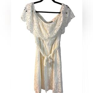 Bardot White Lace Off the Shoulder Midi Dress Size 8 Coquette